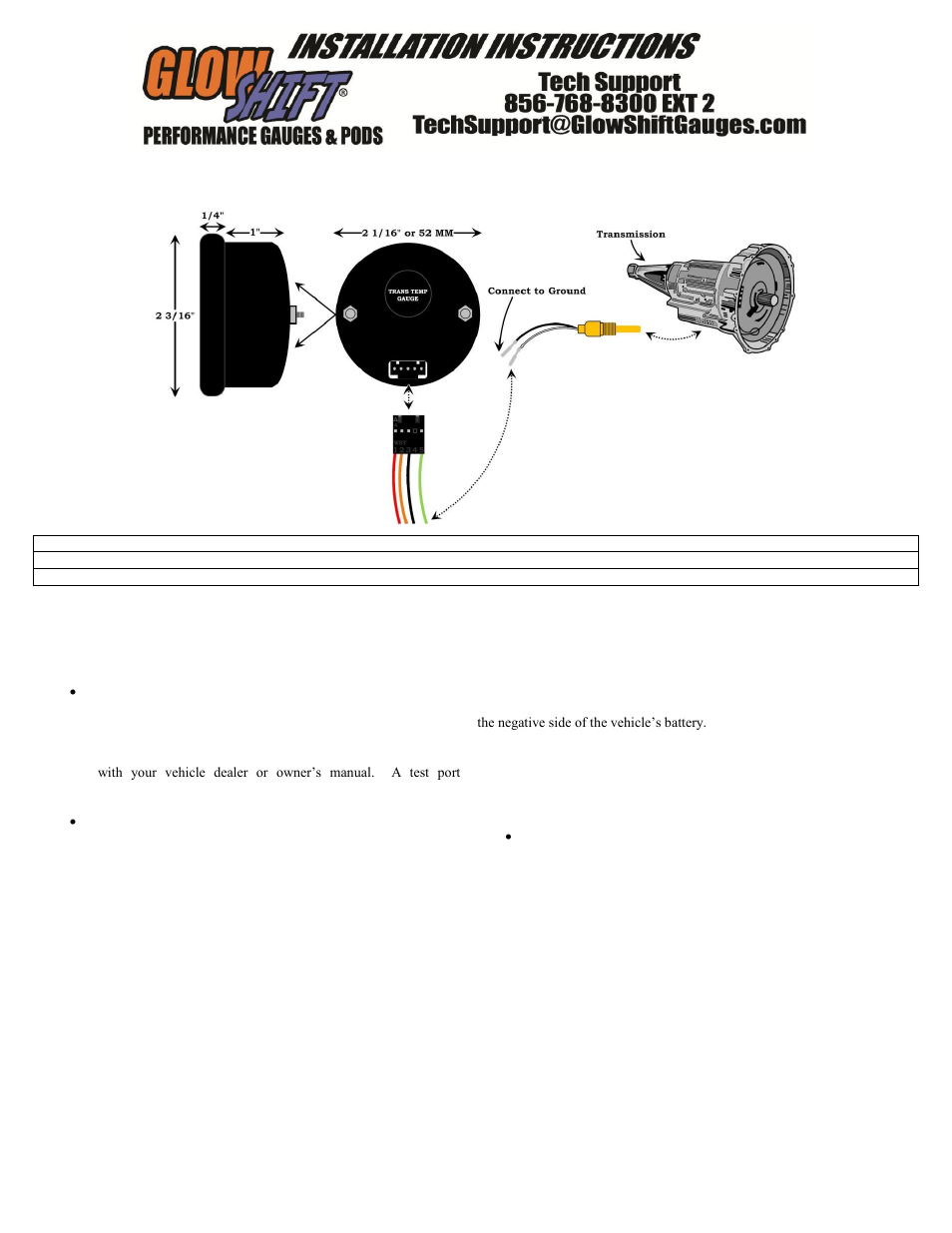 GlowShift Digital Series Celsius Transmission Temperature Gauge User Manual | 3 pages