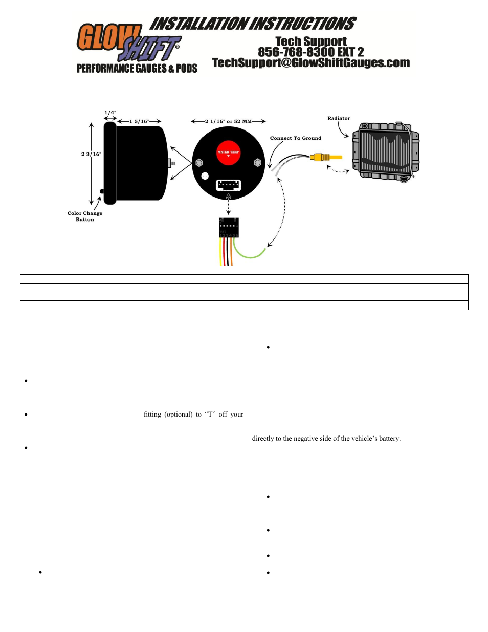 GlowShift 7 Color Series Celsius Water Temperature Gauge User Manual | 3 pages