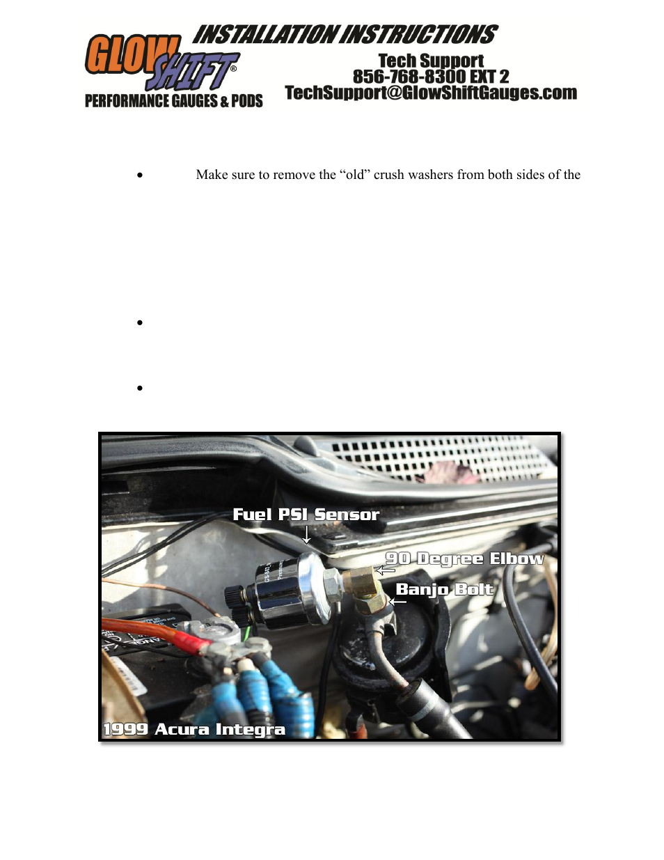 GlowShift Honda Banjo Bolt Adapter User Manual | 1 page
