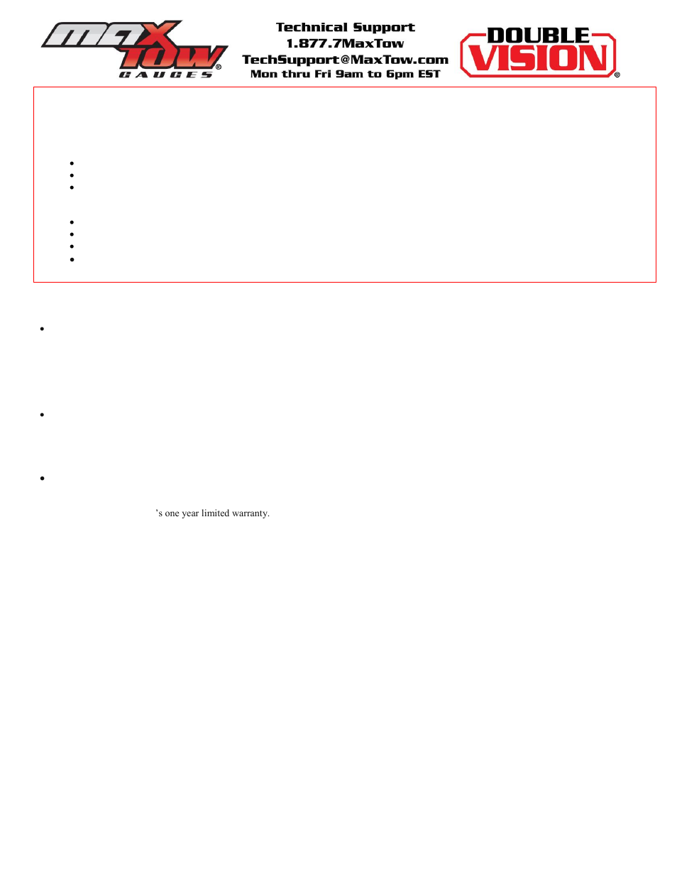 GlowShift MaxTow Series 35 PSI Boost Gauge User Manual | Page 2 / 3