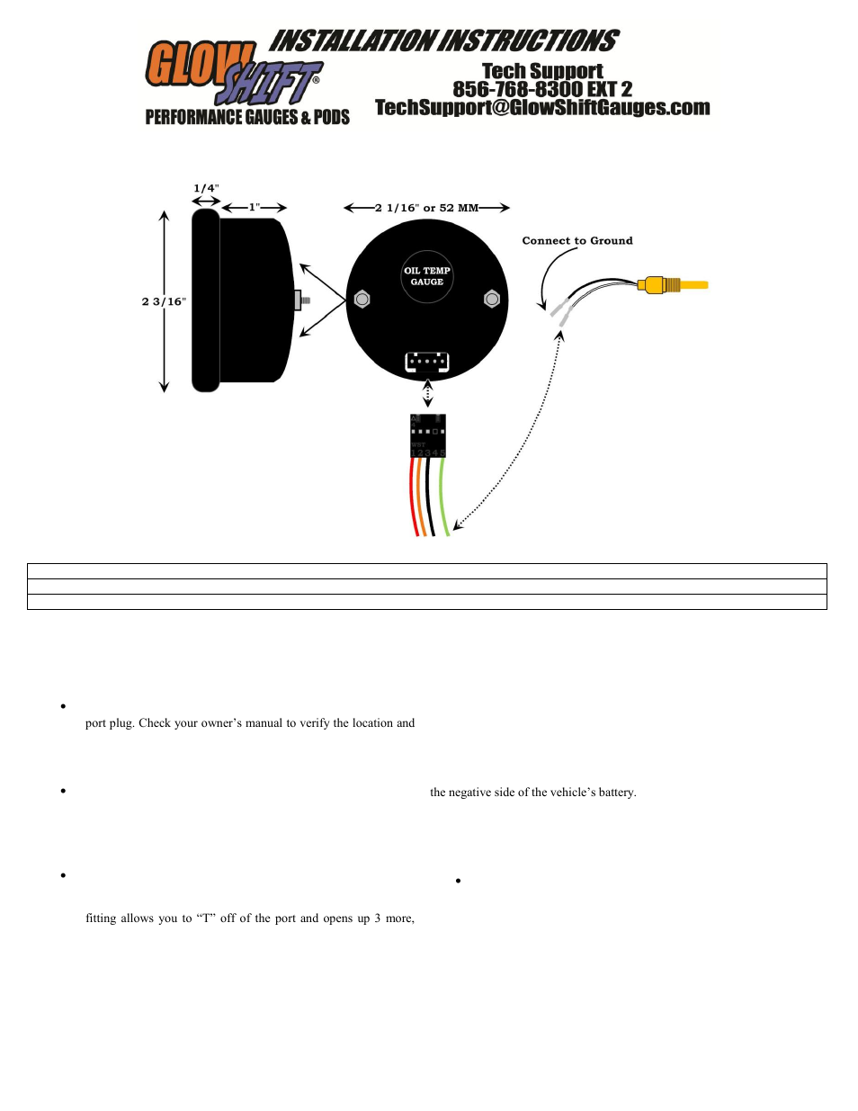 GlowShift Digital Series Celsius Oil Temperature Gauge User Manual | 3 pages