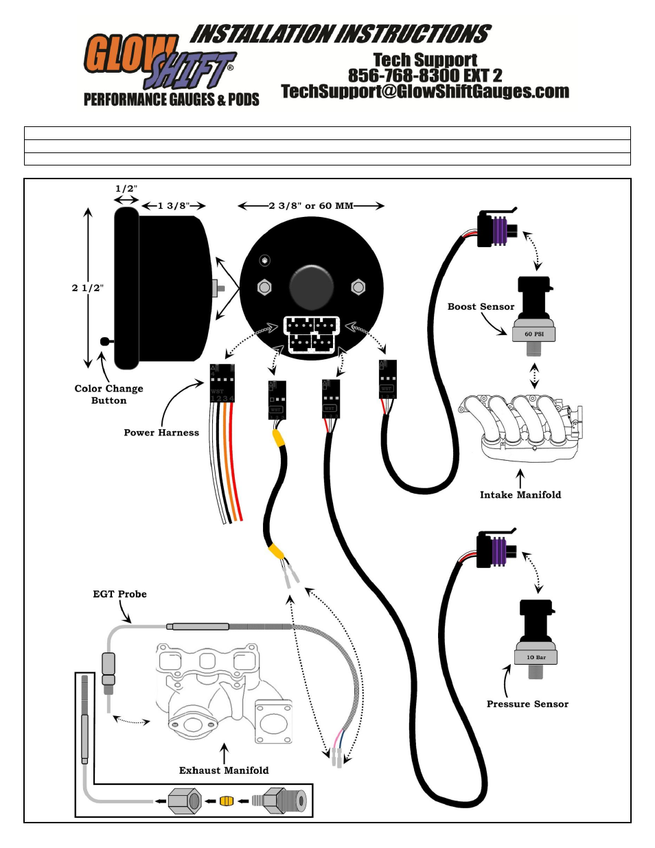 GlowShift 3in1 Diesel Combination Gauge, Pressure User Manual | Page 2 / 3