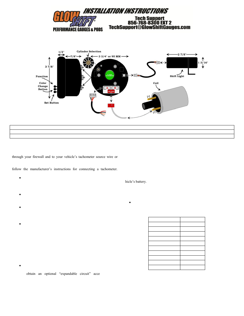 GlowShift Elite 10 Color Series 3,34 Inch In-Dash Tachometer Gauge User Manual | 3 pages
