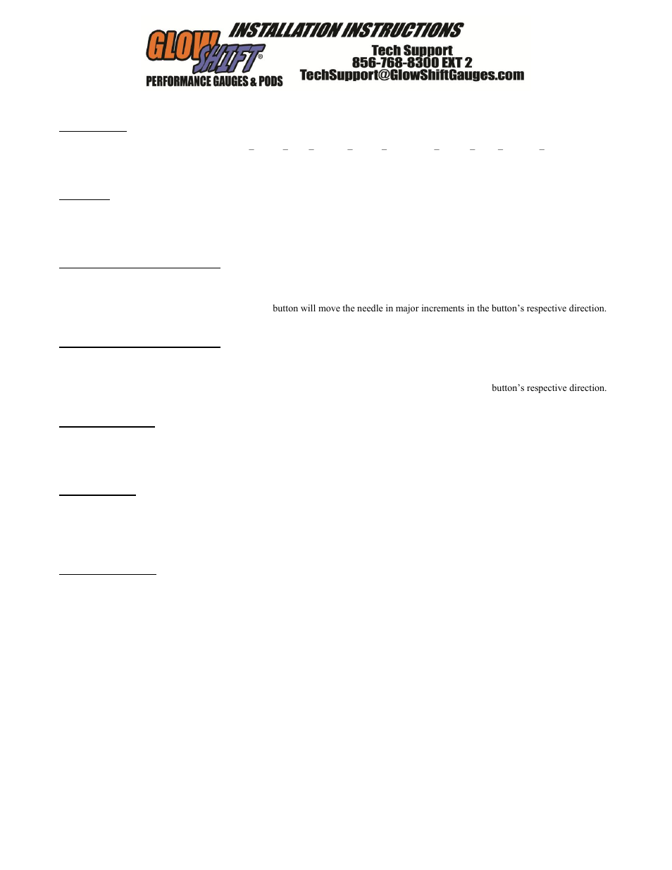 Operating instructions | GlowShift Elite 10 Color Series 3,34 Inch In-Dash Tachometer Gauge User Manual | Page 2 / 3