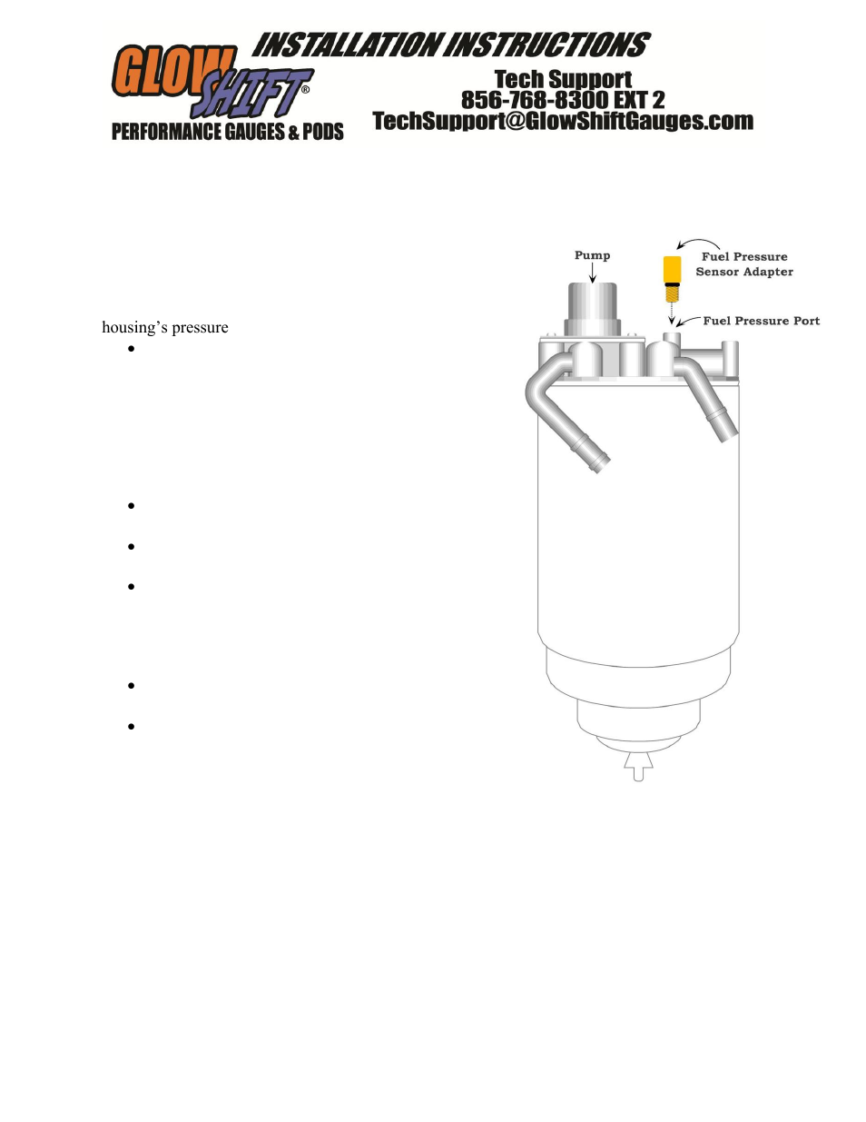 GlowShift Chevy & GM Duramax 6.6L Fuel Pressure Sensor Adapter User Manual | 1 page