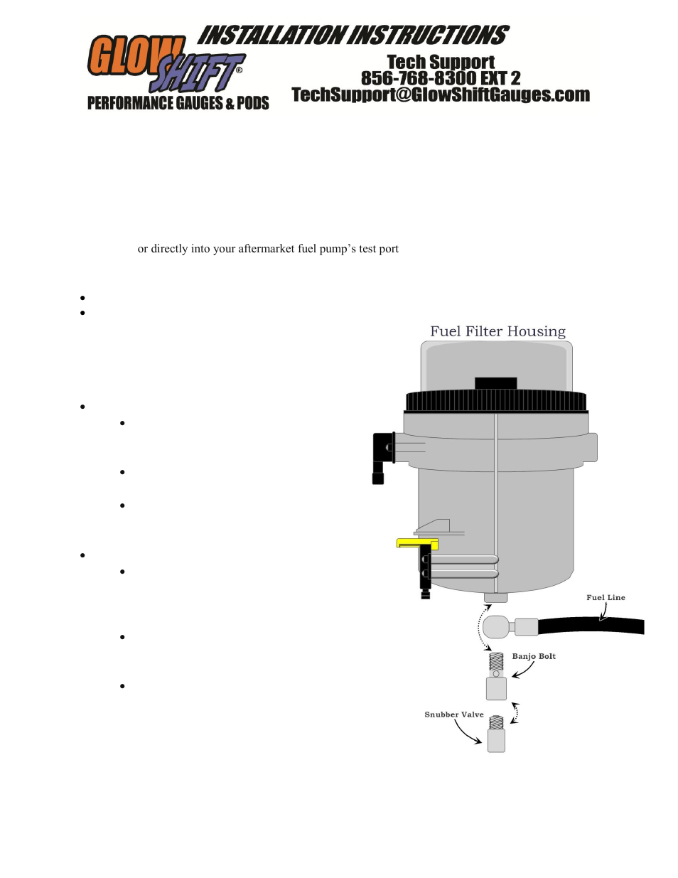 GlowShift Fuel Pressure Snubber Valve for 30 PSI Fuel Pressure Gauge User Manual | 1 page