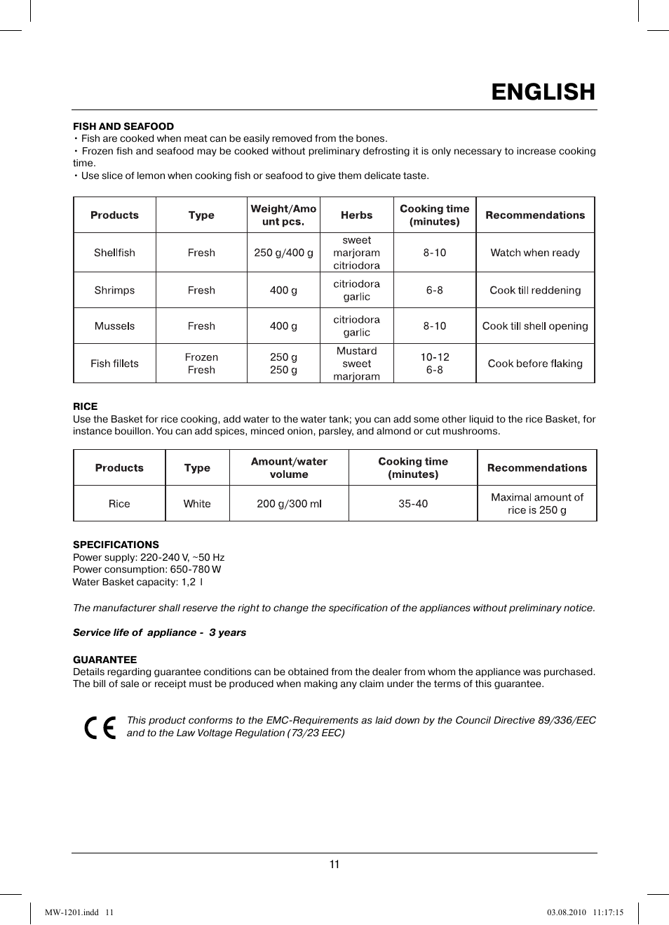 English | MAXWELL MW-1201 W User Manual | Page 11 / 44