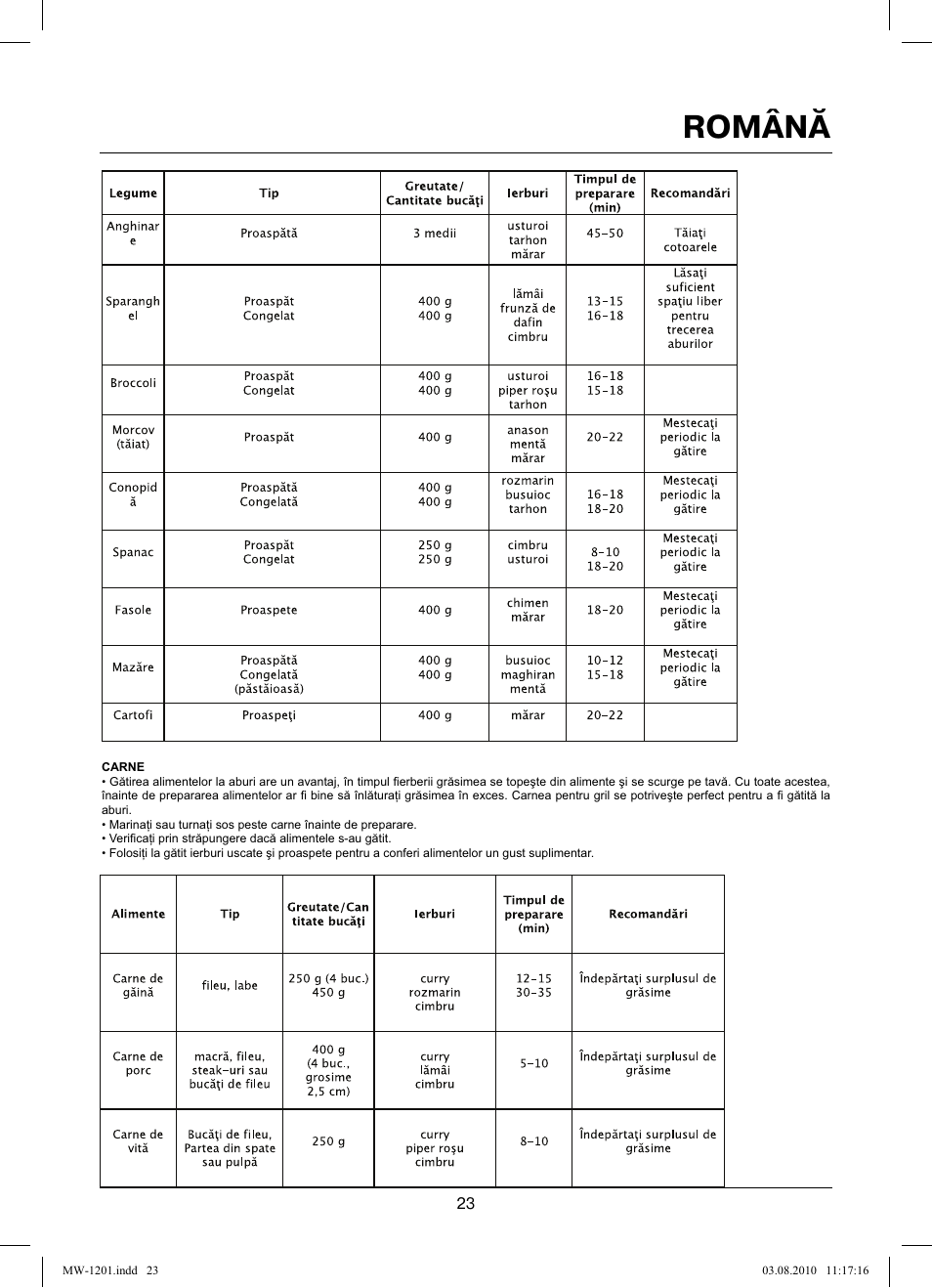 Română | MAXWELL MW-1201 W User Manual | Page 23 / 44