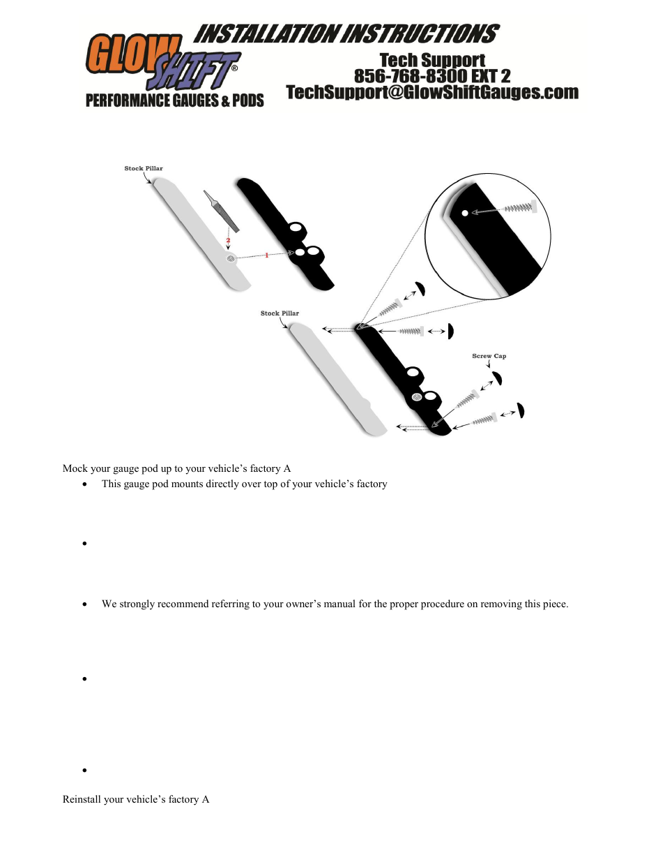 GlowShift 98-02 Dodge Ram Dual Pillar Gauge Pod w_ Speaker User Manual | 1 page