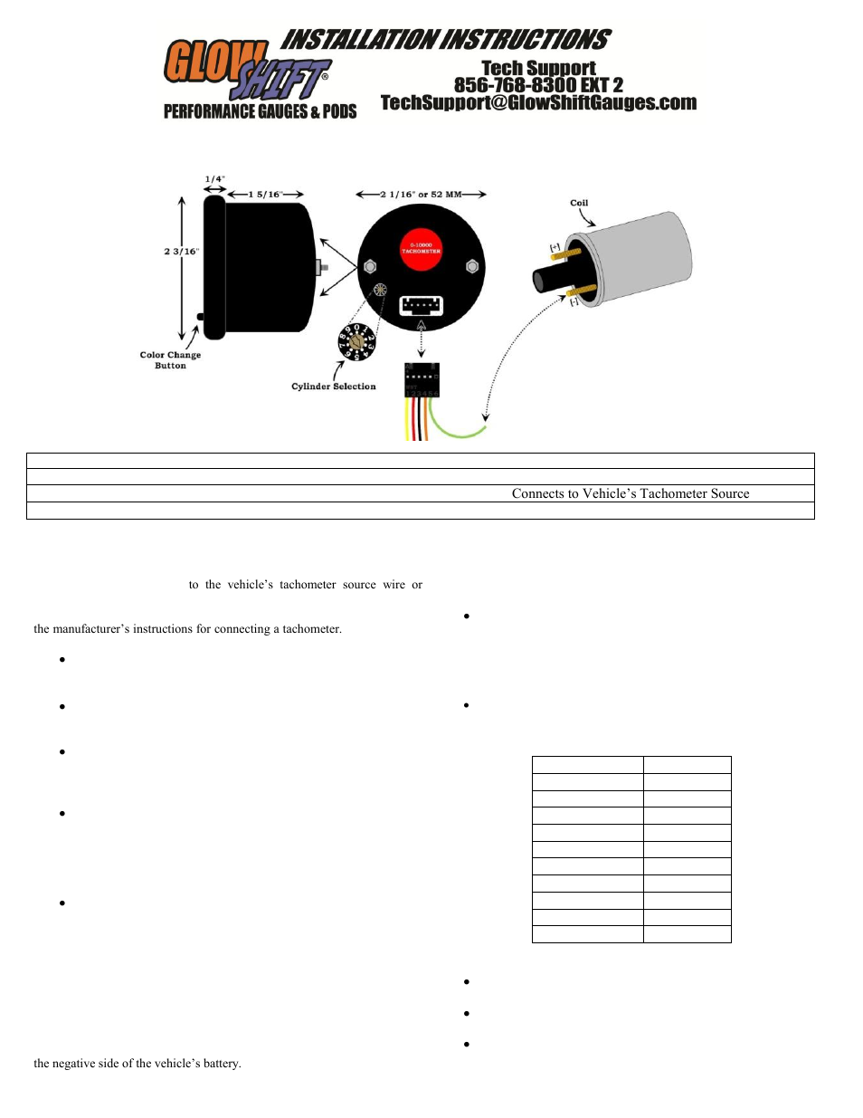 GlowShift 7 Color Series Tachometer User Manual | 3 pages