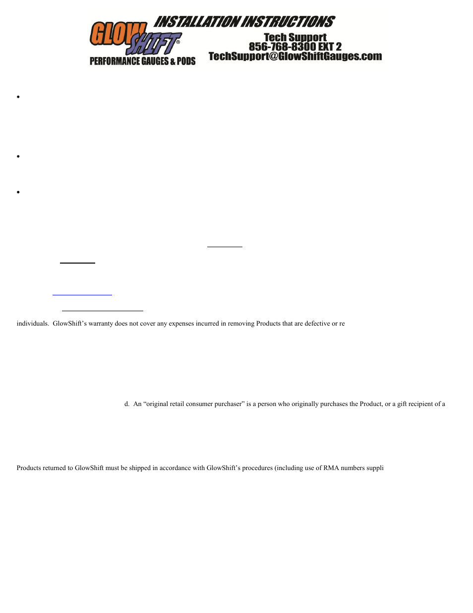 GlowShift 7 Color Series Tachometer User Manual | Page 2 / 3
