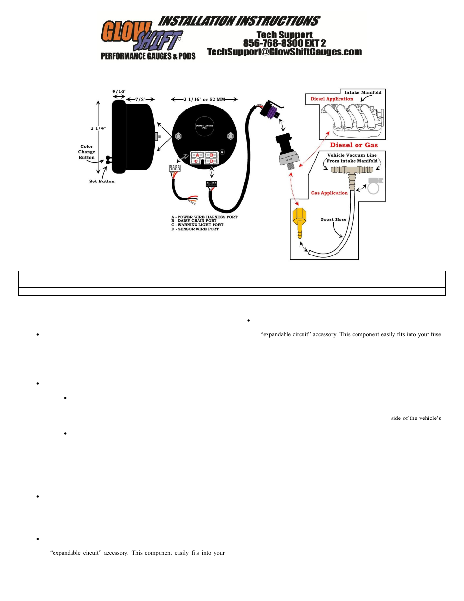 GlowShift Elite 10 Color Series 60 PSI Boost Gauge User Manual | 3 pages