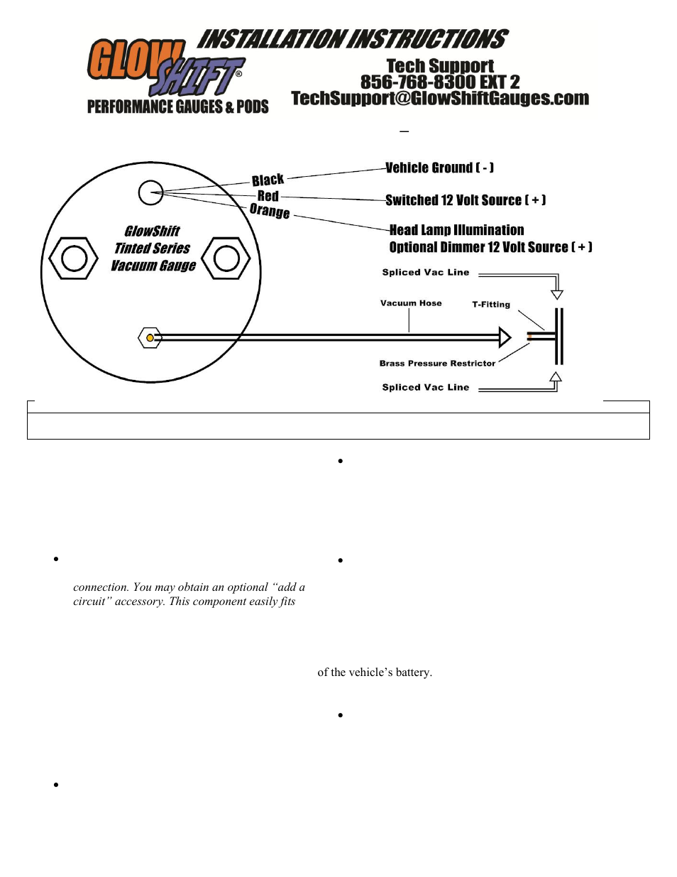 GlowShift Tinted Series 30inHG ~ 0inHG – Vacuum Gauge User Manual | 3 pages