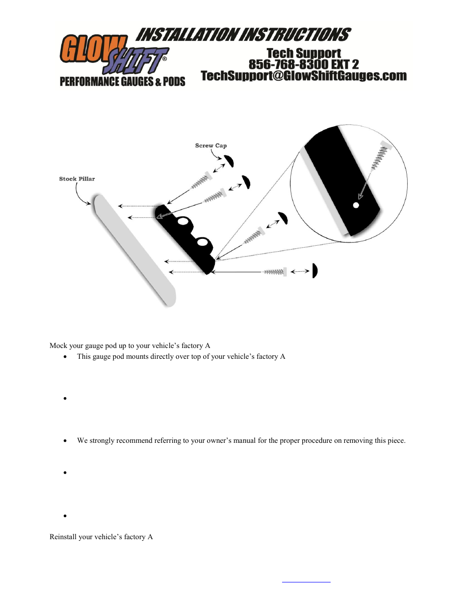 GlowShift Dual Gauge Pillar Pod User Manual | 1 page