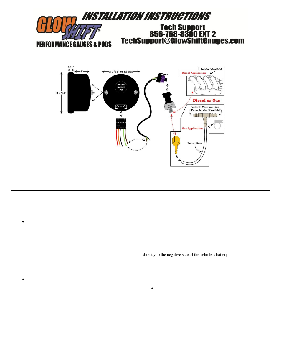 GlowShift Digital Series 60 PSI Boost Gauge User Manual | 3 pages