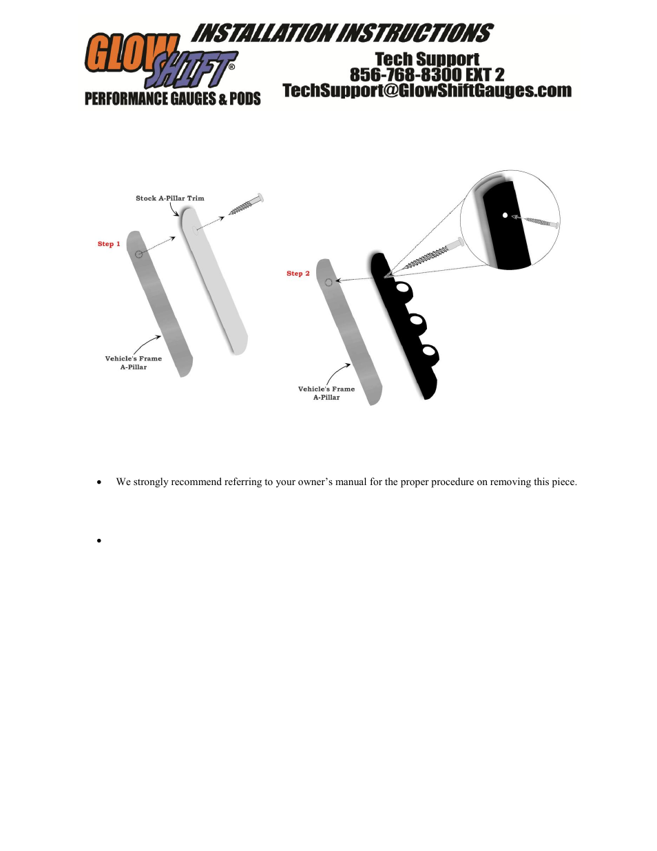 GlowShift 05-08 Chevy Cobalt Triple Gauge Pod User Manual | 1 page