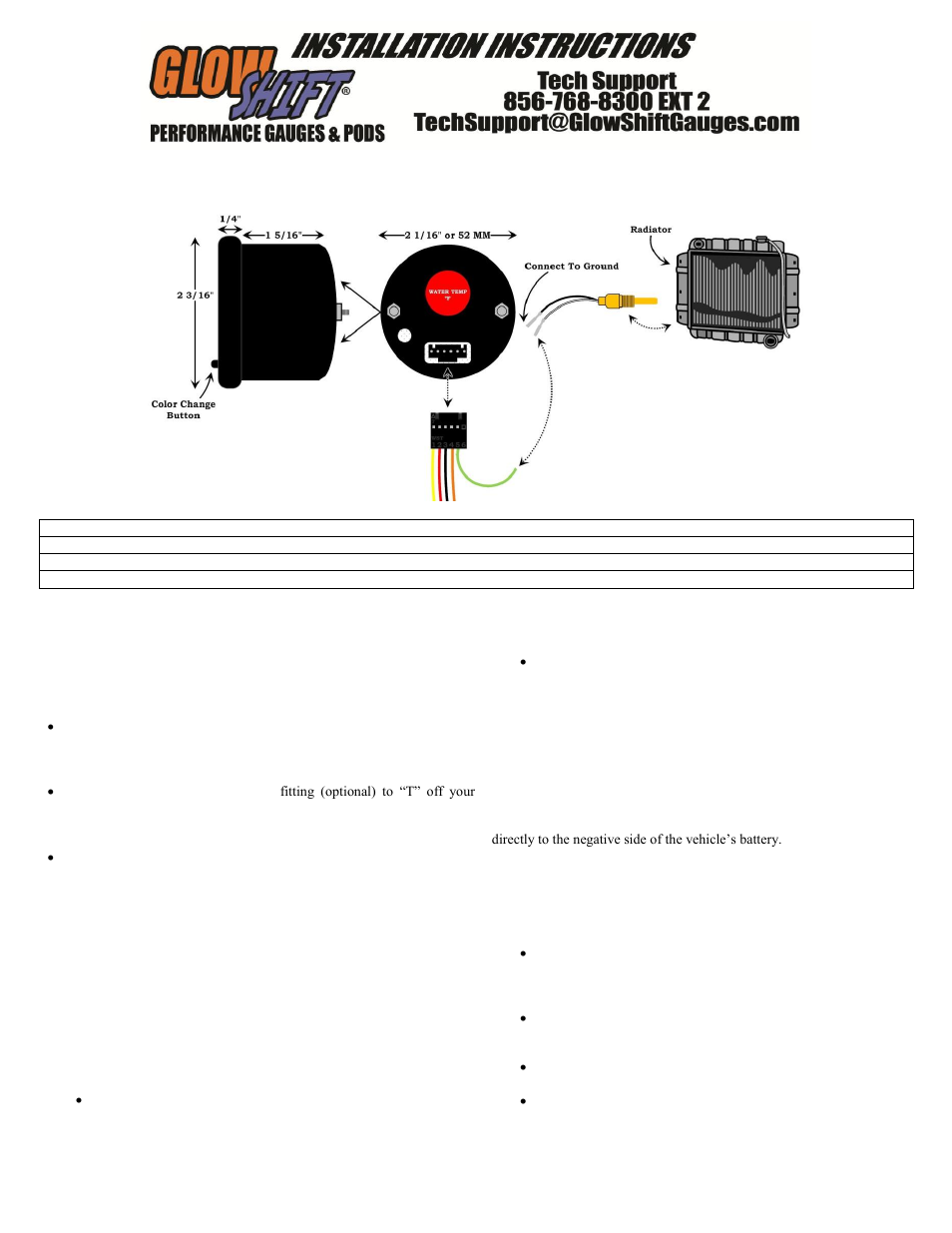 GlowShift 7 Color Series Water Temperature Gauge User Manual | 3 pages