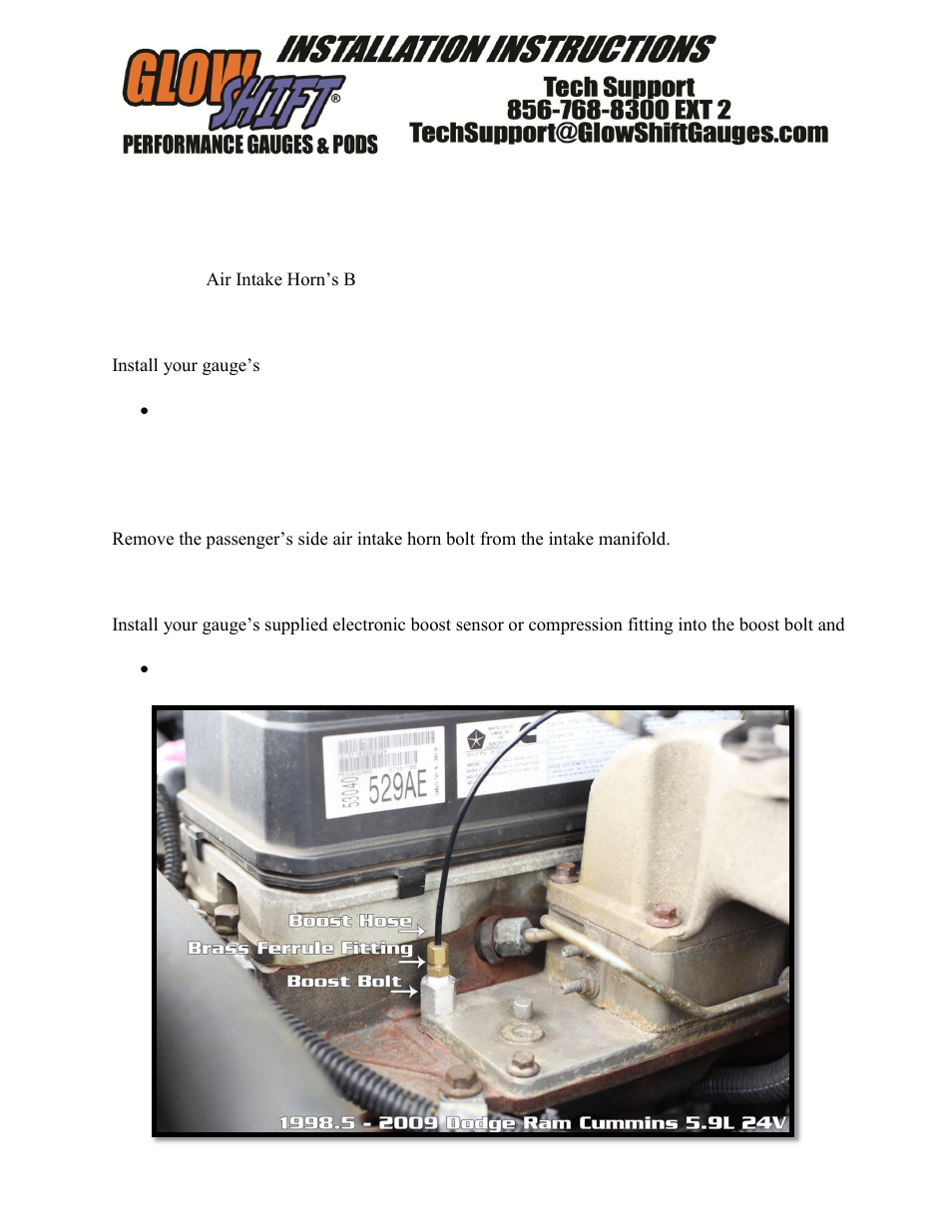 GlowShift Boost Bolt Adapter User Manual | 1 page