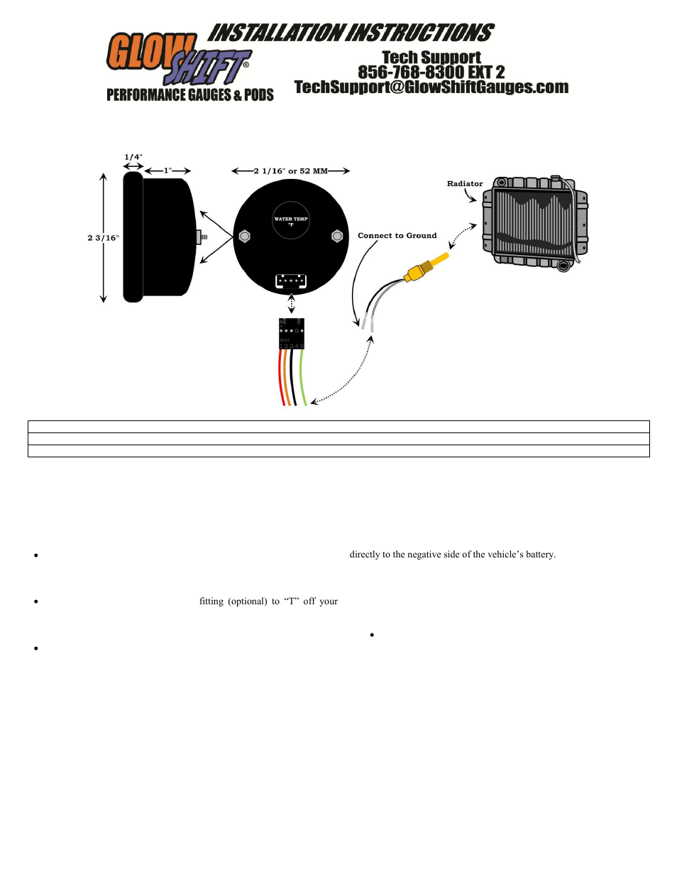 GlowShift Digital Series Water Temperature Gauge User Manual | 3 pages