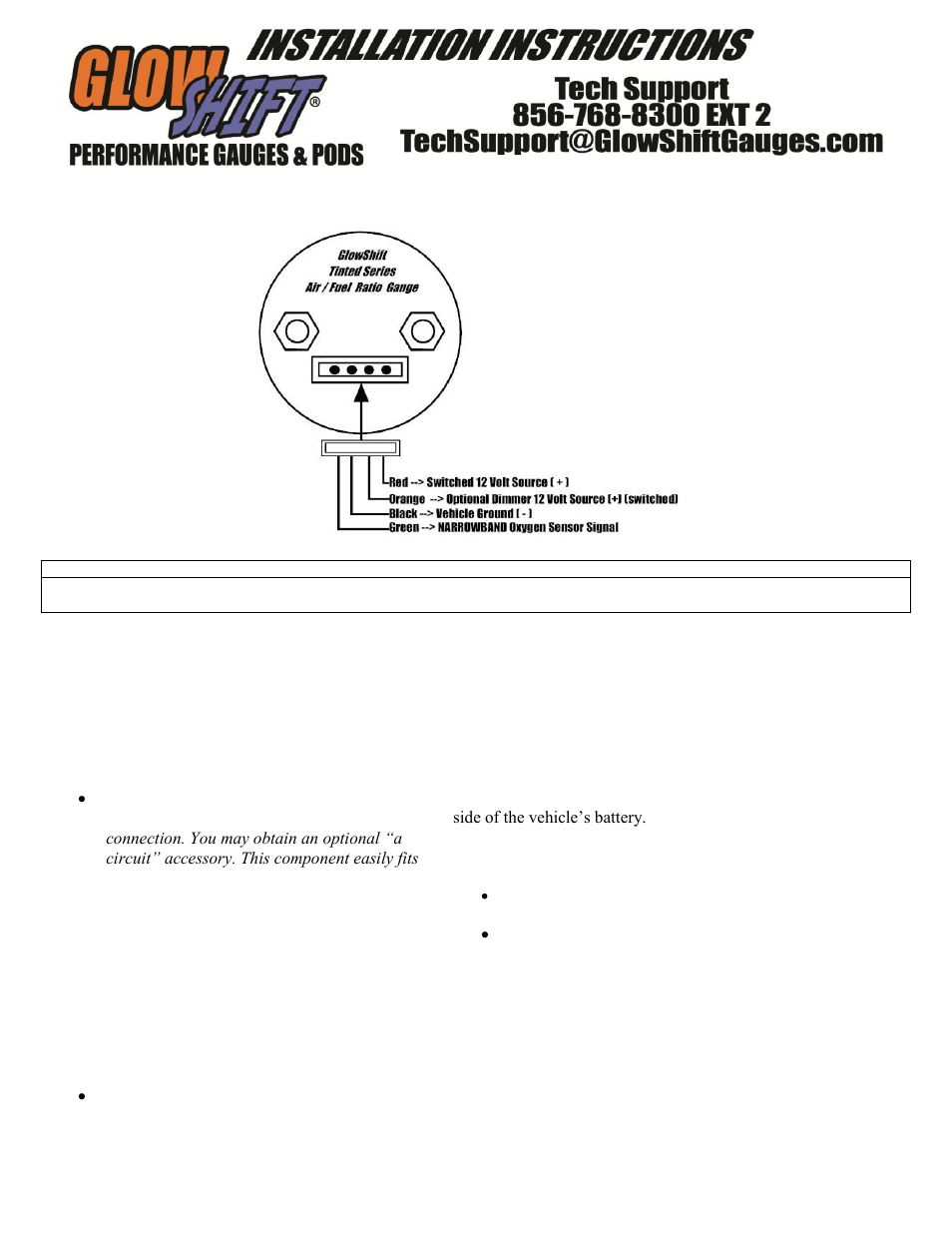 GlowShift Tinted Series Air_Fuel Ratio Gauge User Manual | 3 pages
