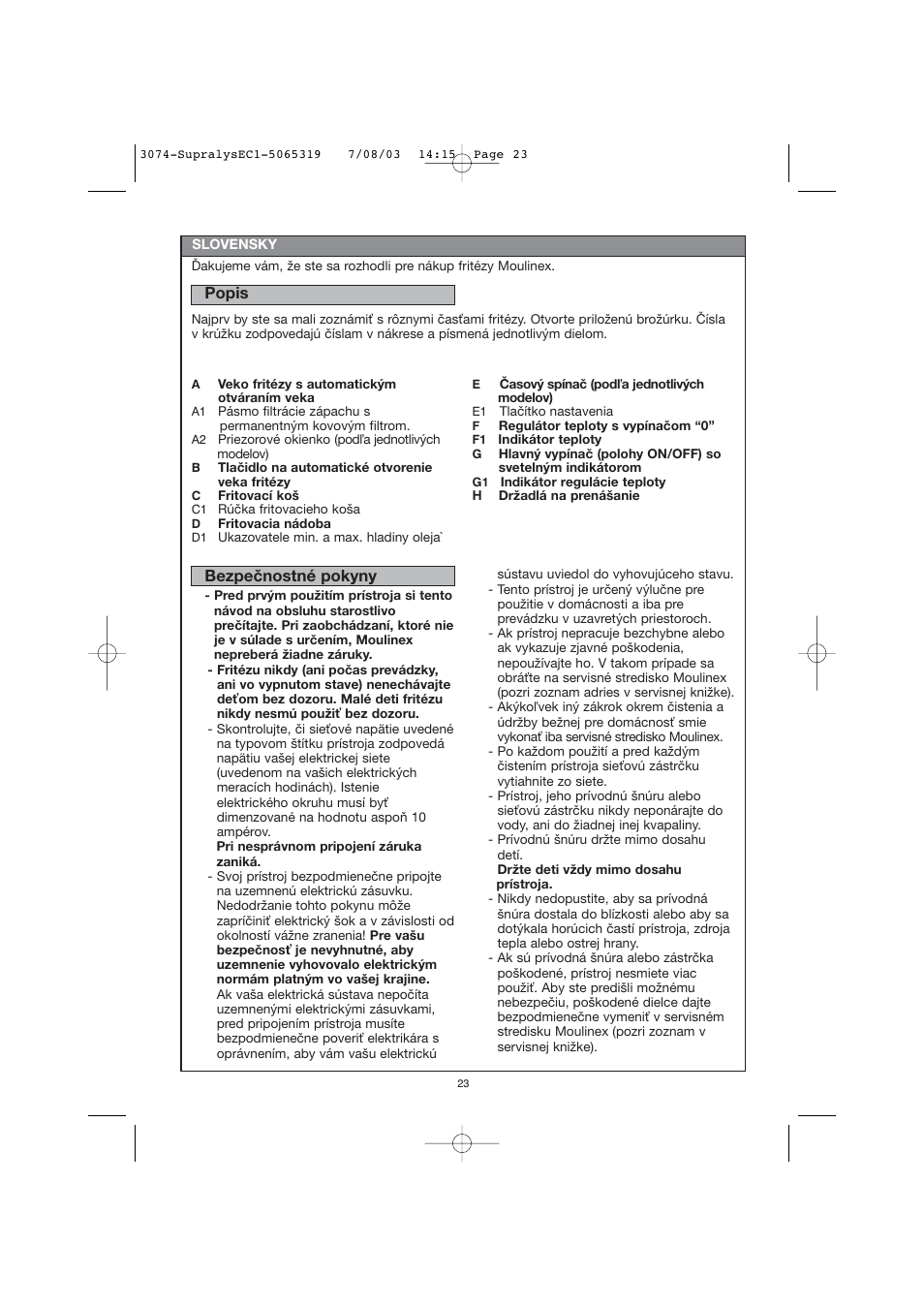 Moulinex AKGC SUPRALYS User Manual | Page 26 / 70