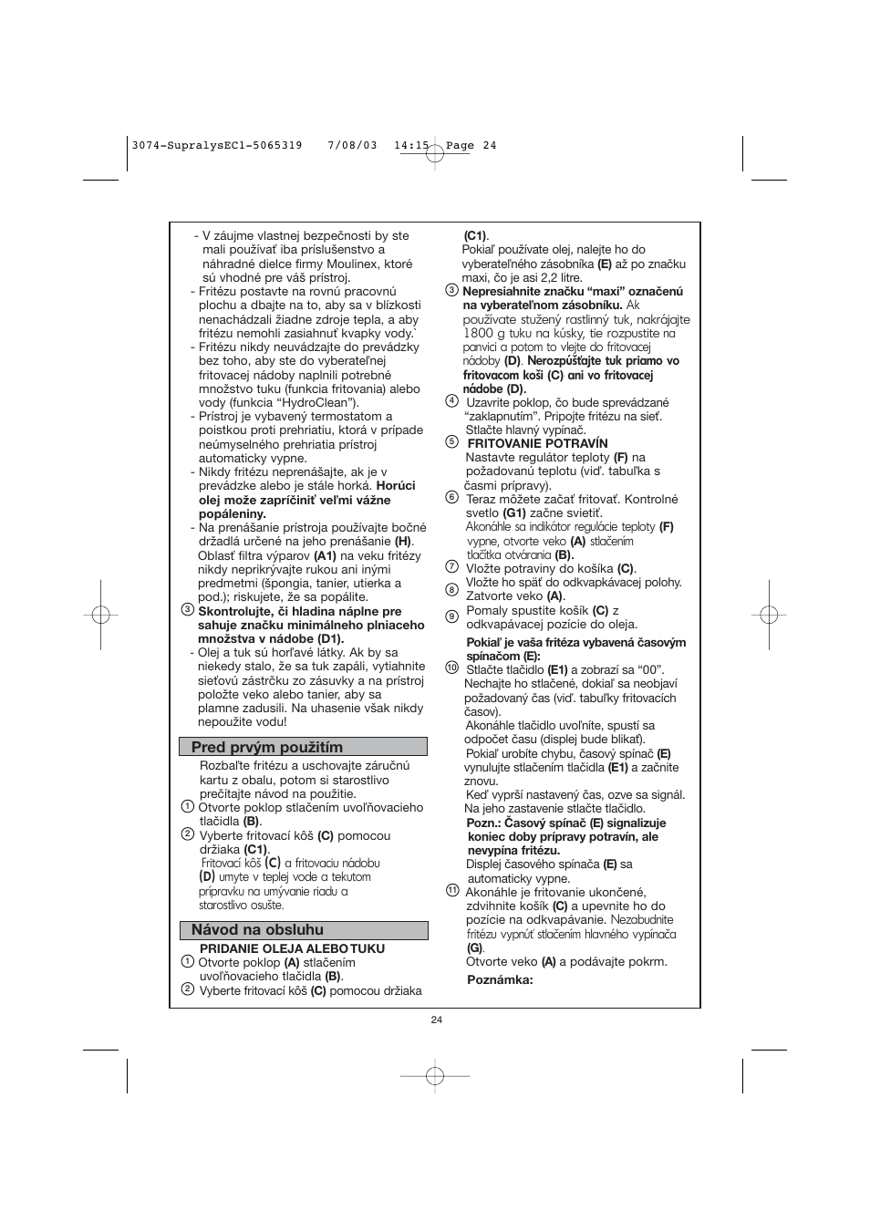 Moulinex AKGC SUPRALYS User Manual | Page 27 / 70
