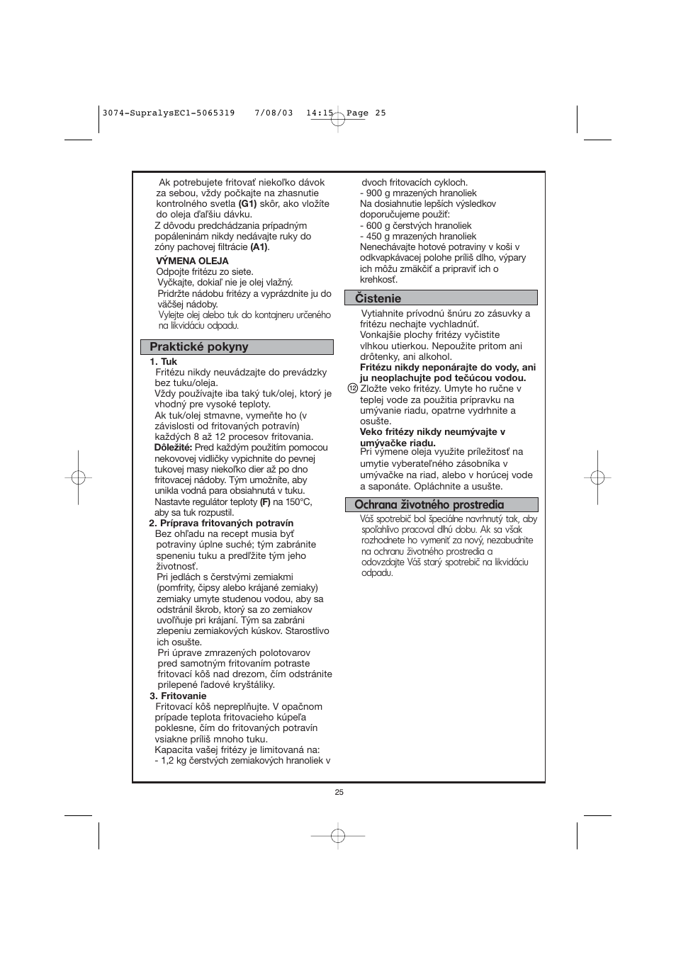 Ochrana životného prostredia | Moulinex AKGC SUPRALYS User Manual | Page 28 / 70