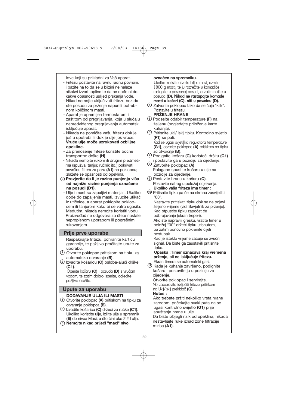 Moulinex AKGC SUPRALYS User Manual | Page 42 / 70