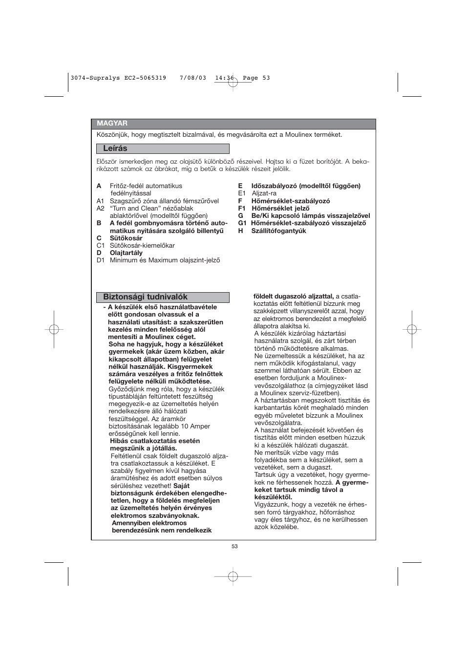 Moulinex AKGC SUPRALYS User Manual | Page 56 / 70
