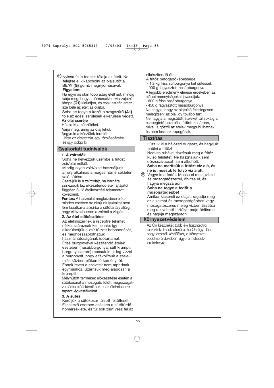 Moulinex AKGC SUPRALYS User Manual | Page 58 / 70