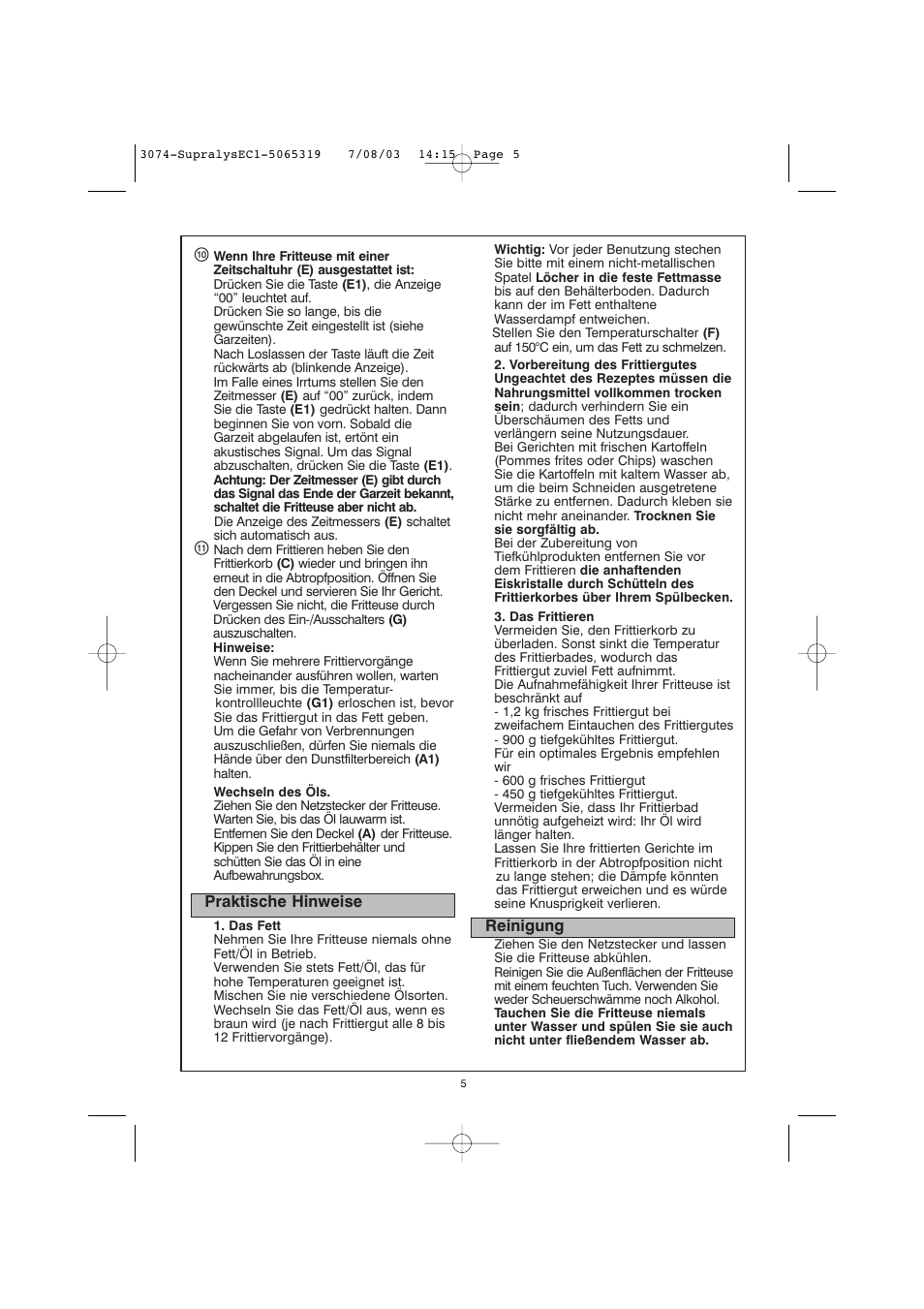 Moulinex AKGC SUPRALYS User Manual | Page 8 / 70