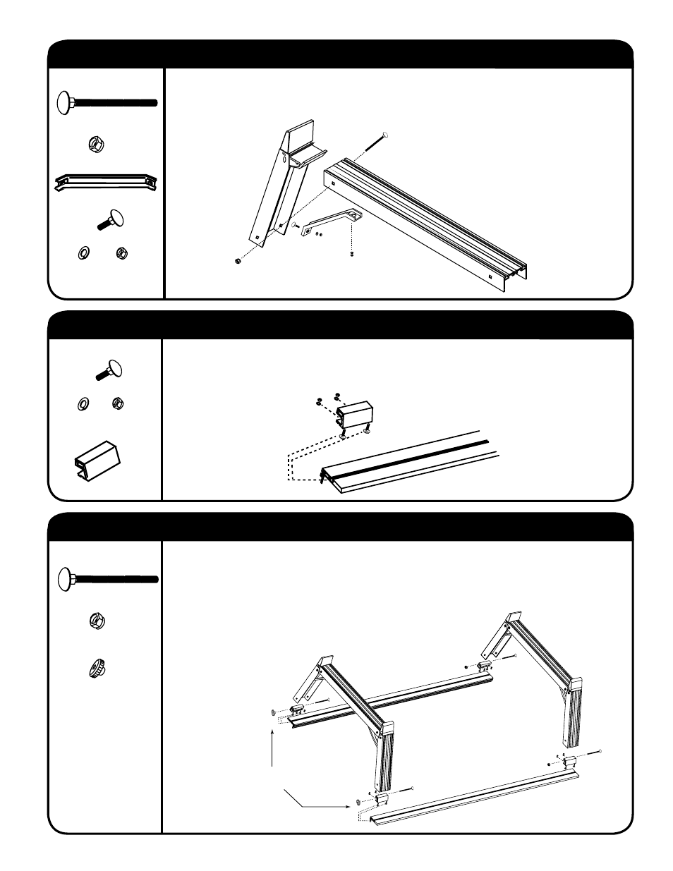 Step 4: assemble crossmembers, legs & braces, Step 6: install pickup trusses on truss mounts | Pace-Edwards Utility Rig Rack User Manual | Page 5 / 16