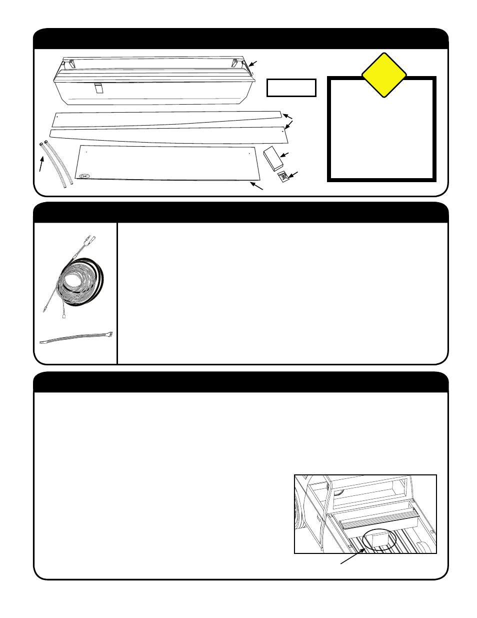 Step 3: place canister in truck bed, Step 2: install wiring harness, Packaging contents | Caution | Pace-Edwards BL Toyota Hilux User Manual | Page 3 / 8