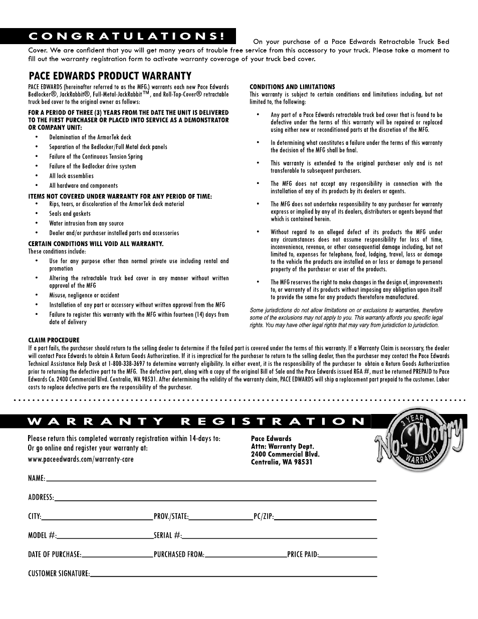 Pace-Edwards JR Series Volkswagon Amarok User Manual | Page 7 / 8