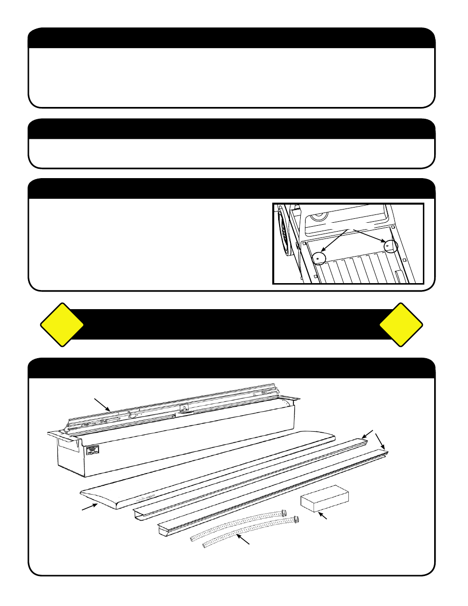 Packaging contents, Drain hole locations, Tools required for assembly: before you start | Caution | Pace-Edwards JR Colorado_ Canyon Crew Cab XSB User Manual | Page 2 / 8