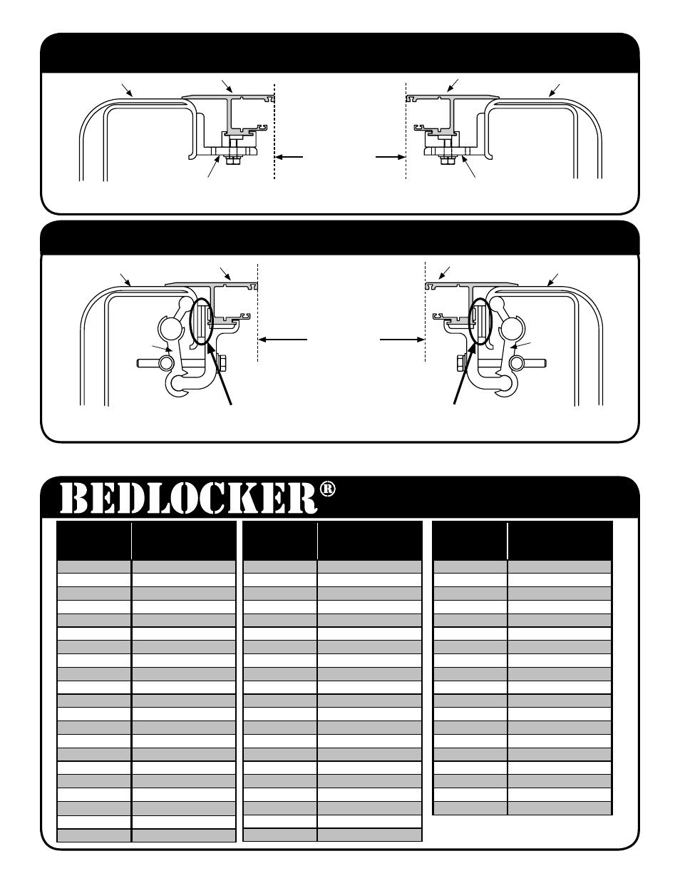 Part #’s & br measurements | Pace-Edwards JR Series Rail Shimming User Manual | Page 2 / 2
