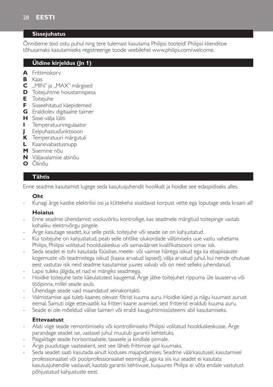 Eesti, Eesti 28 | Philips HD6103 User Manual | Page 28 / 124