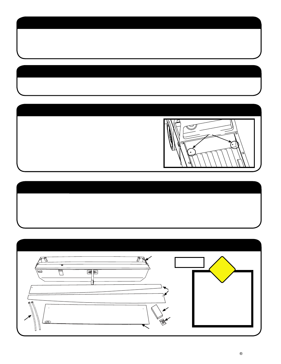 Drain hole locations, Tools required for assembly: before you start, Packaging contents | Step 1: remove packaging plywood & hardware, Caution | Pace-Edwards JR Series Ford (2000-2003 Only!) SuperCrew User Manual | Page 2 / 8