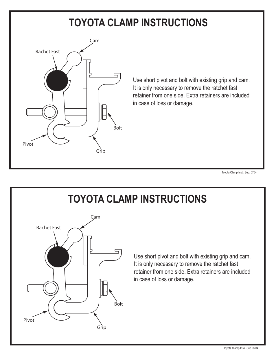 Pace-Edwards Toyota Clamp Instruction User Manual | 1 page