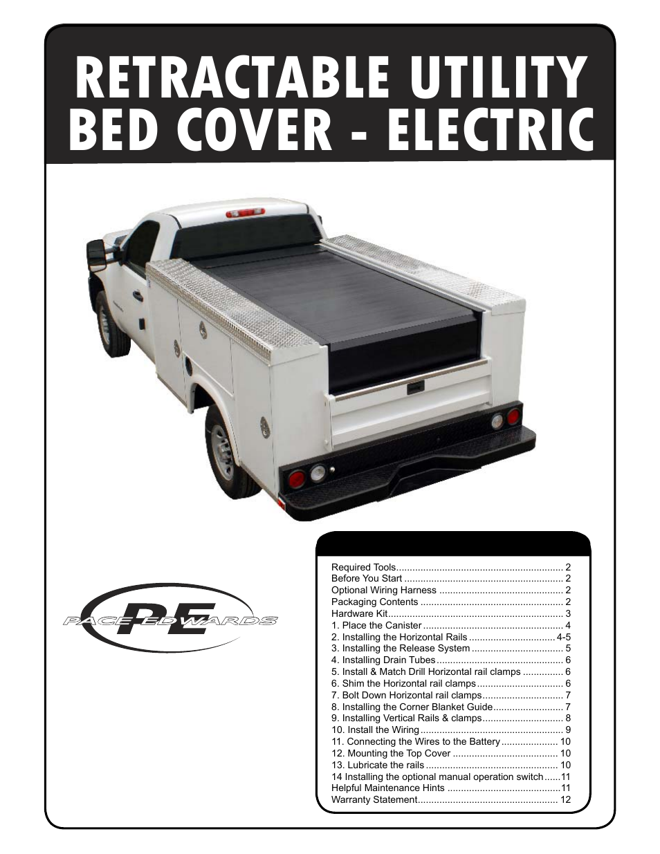 Pace-Edwards Electric Retractable Utility Bed User Manual | 12 pages