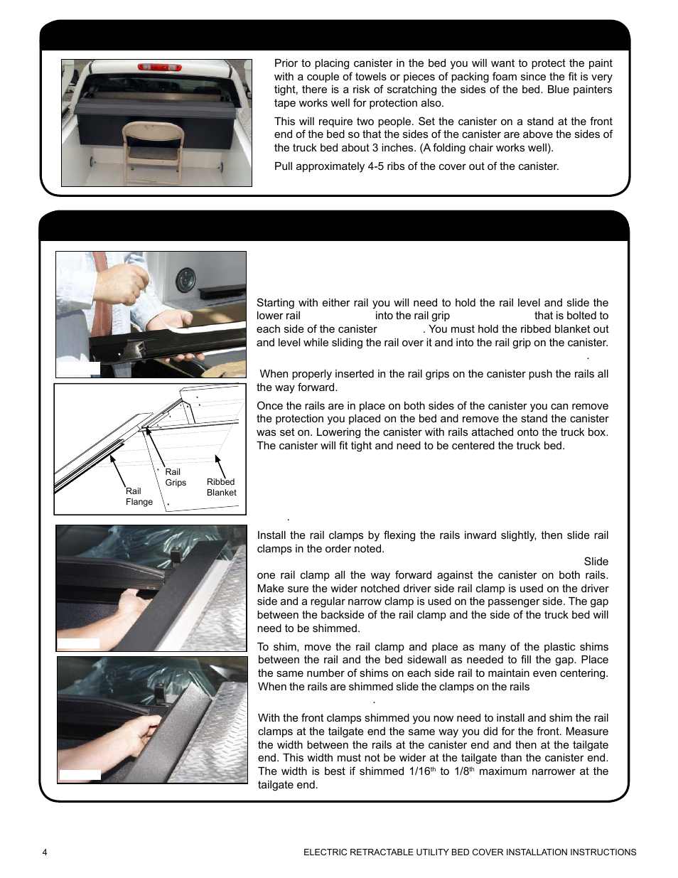Step 2. installing the horizontal rails, Step 1. place the canister | Pace-Edwards Electric Retractable Utility Bed User Manual | Page 4 / 12