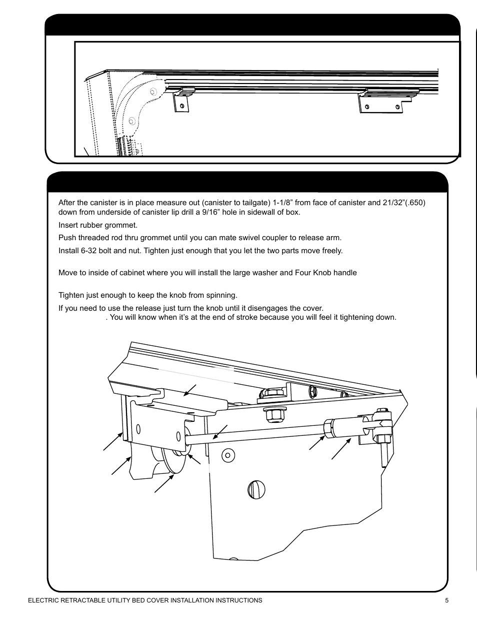 Step 3: installing the release system, Step 2. installing the horizontal rails | Pace-Edwards Electric Retractable Utility Bed User Manual | Page 5 / 12