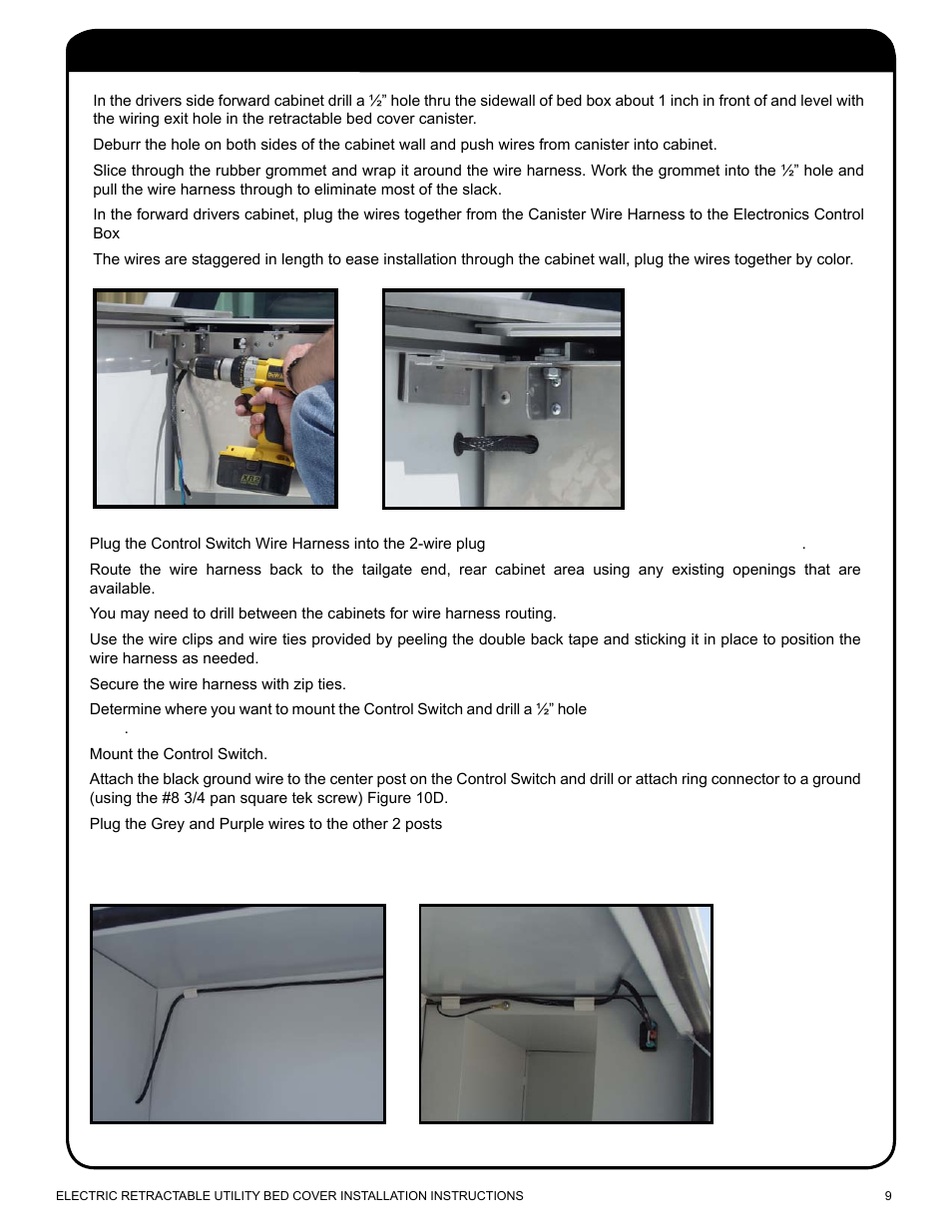 Install the wiring | Pace-Edwards Electric Retractable Utility Bed User Manual | Page 9 / 12