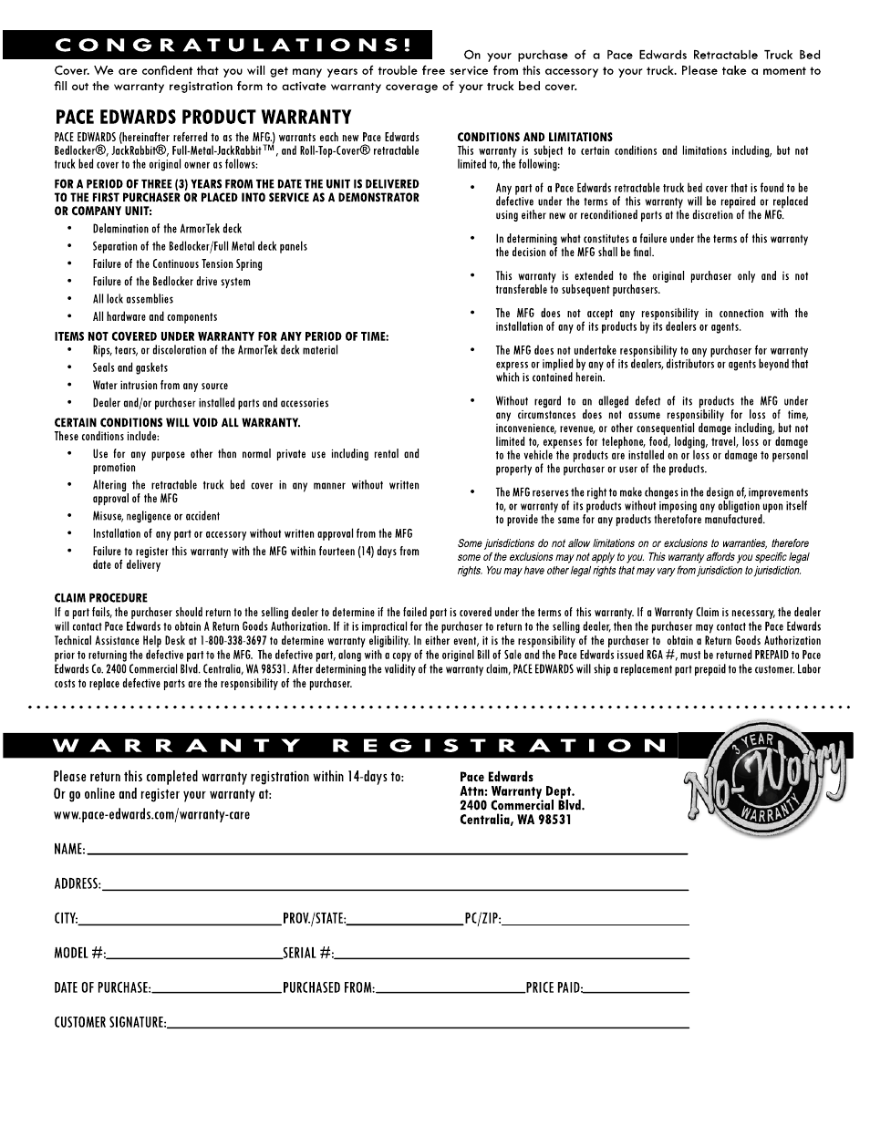 Pace-Edwards JR Series Nissan Titan User Manual | Page 8 / 8