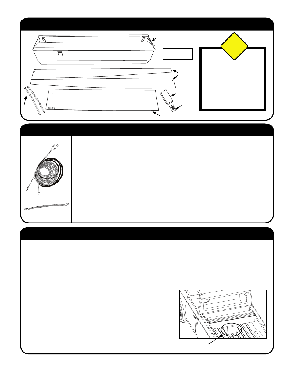 Step 3: place canister in truck bed, Step 2: install wiring harness, Packaging contents | Caution | Pace-Edwards BL Ford SuperCrew (2000-2003 Only!) User Manual | Page 3 / 8
