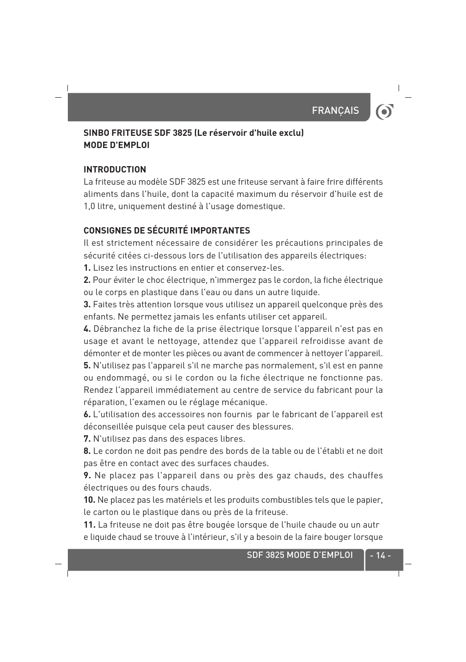 SINBO SDF 3825 User Manual | Page 15 / 48