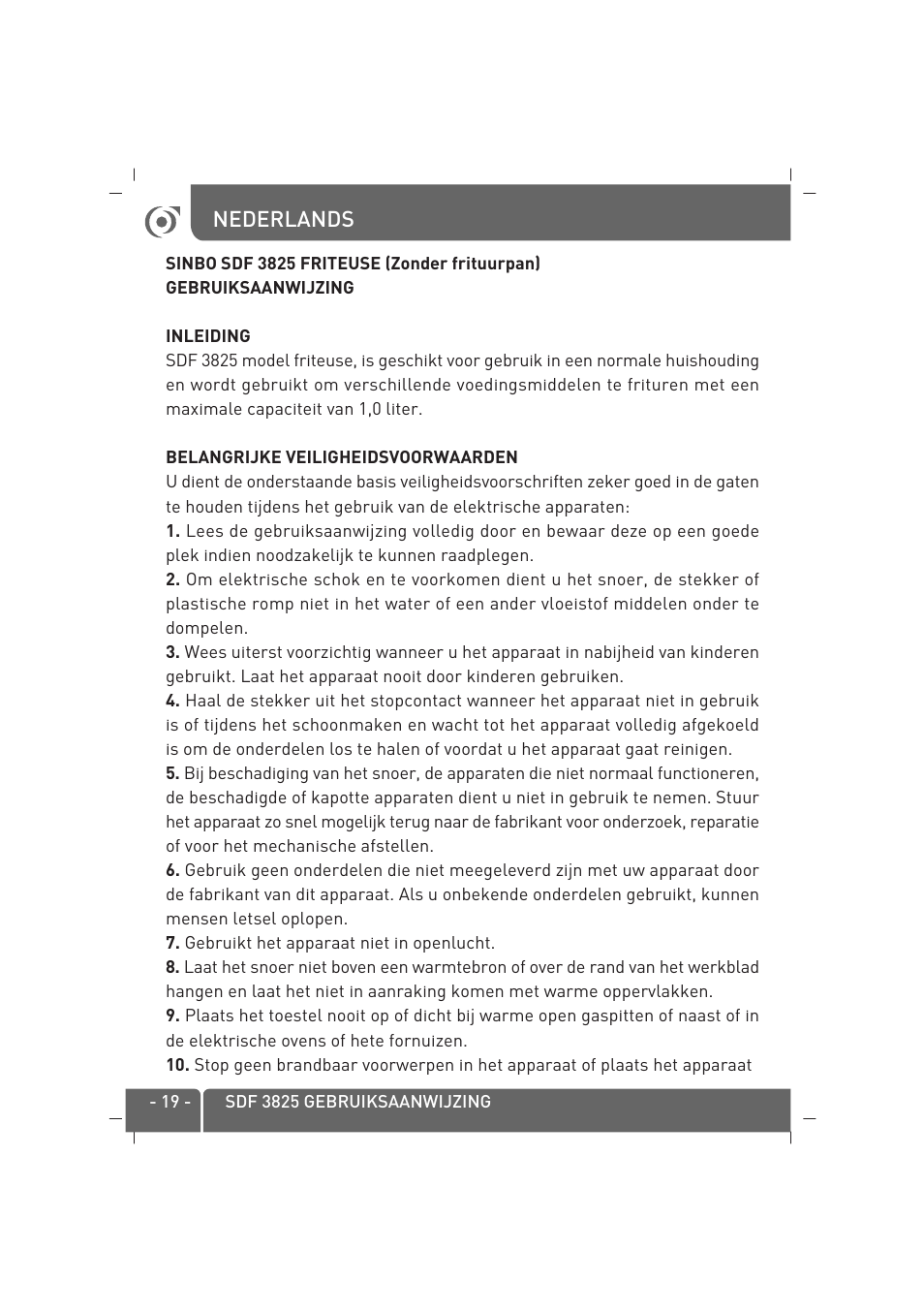 SINBO SDF 3825 User Manual | Page 20 / 48