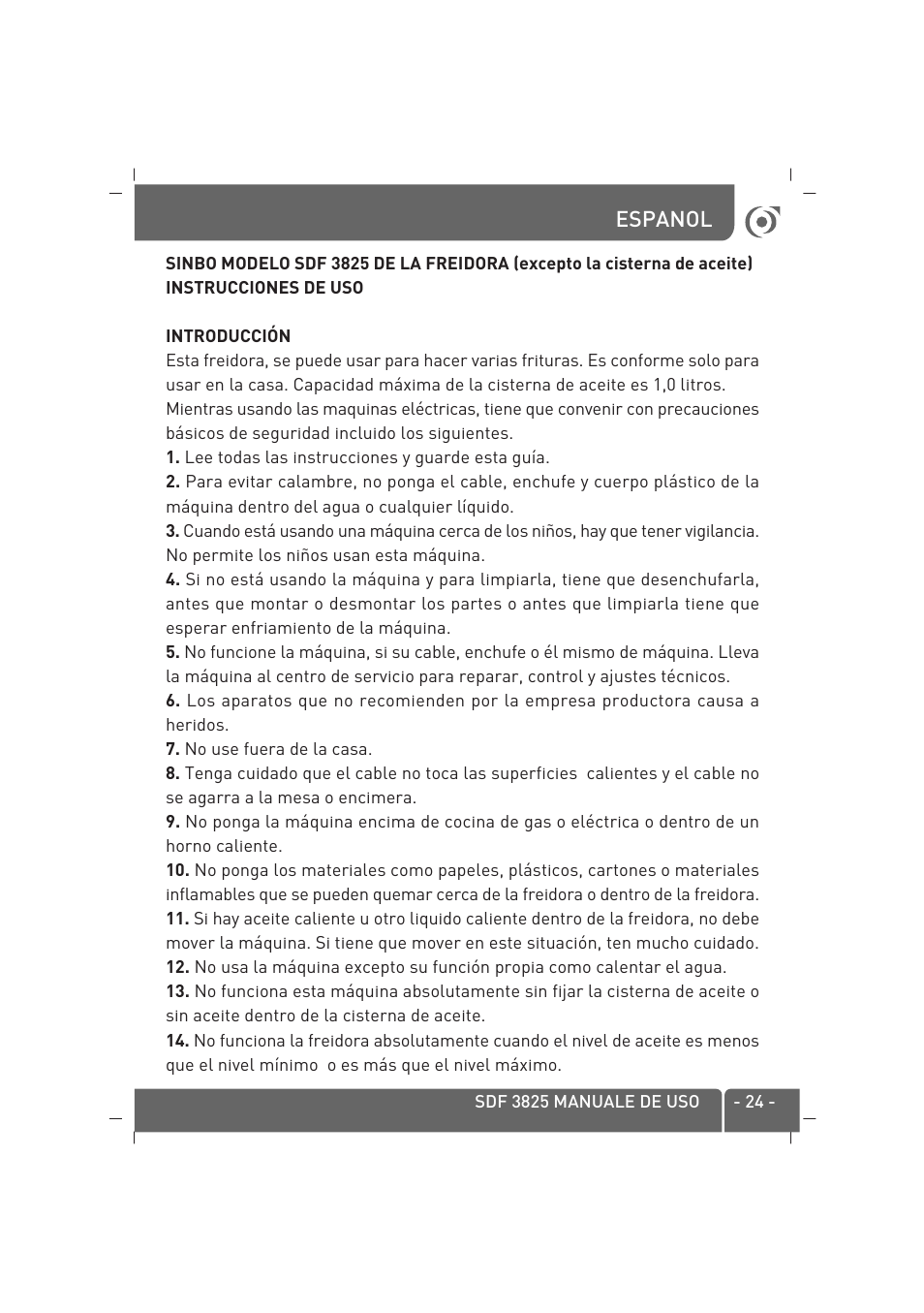 SINBO SDF 3825 User Manual | Page 25 / 48