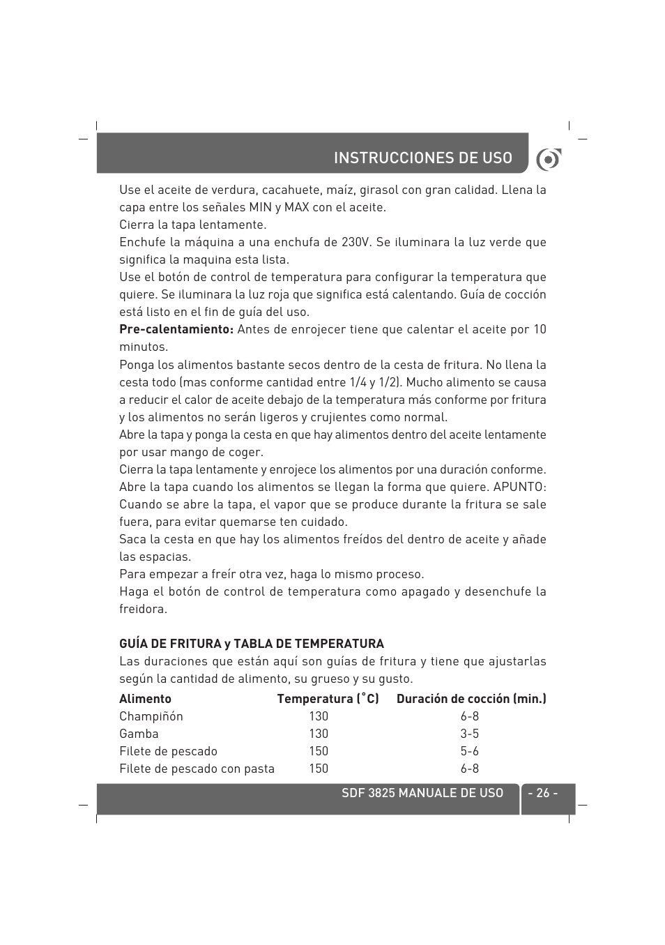 Instrucciones de uso | SINBO SDF 3825 User Manual | Page 27 / 48