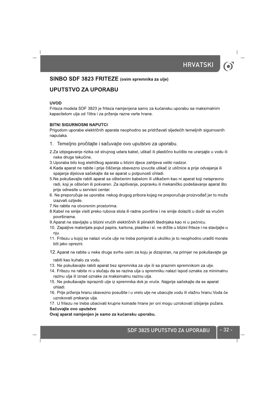 SINBO SDF 3825 User Manual | Page 33 / 48